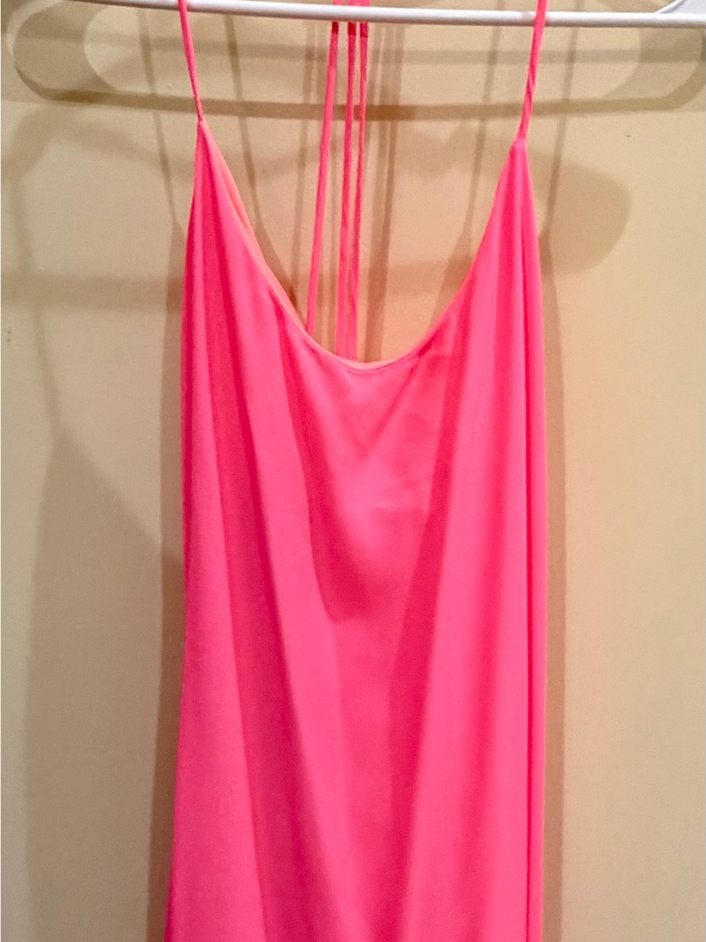NYMPHE Neon Pink Slip Dress with Strappy Back